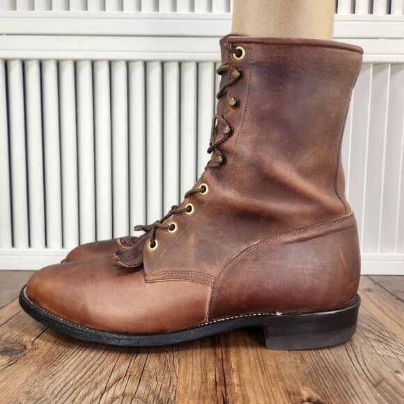 Justin Kiltie Logger Boots Mens Sz 9 D Brown Leather Lace Up Soft Toe Work Ranch - Picture 3 of 11